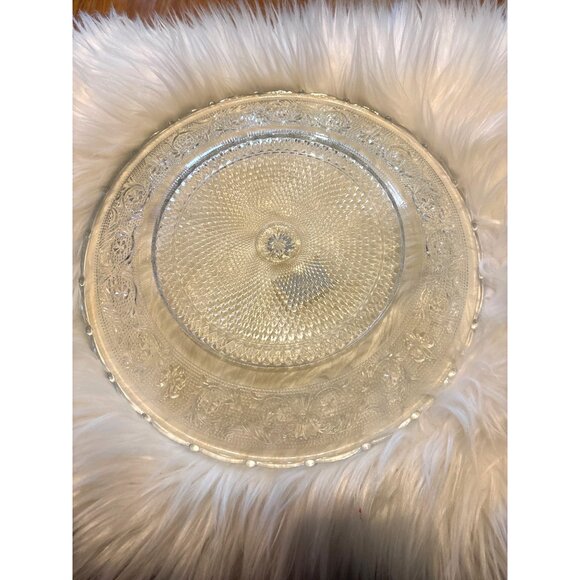 12" Crystal Clear Trellis Glass Platter/Charger Round Decorative Plate NWOB - Picture 5 of 10